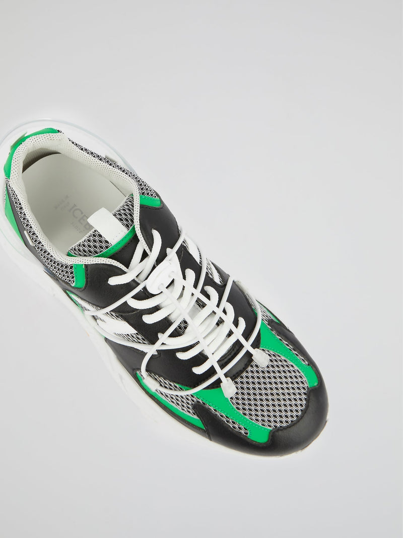 Green Lace-Up Chunky Sneakers