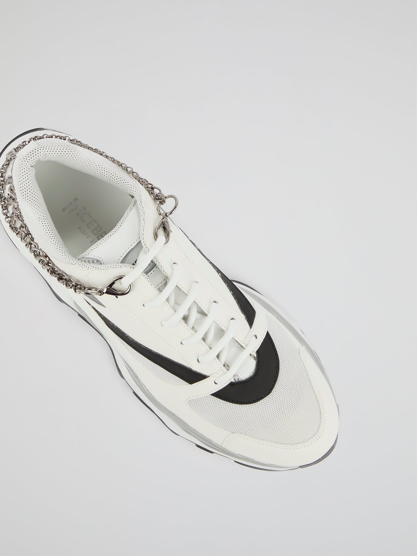 White Logo Chain Embellished Sneakers