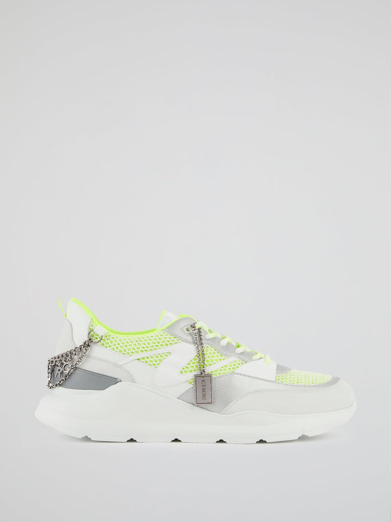 White Chain Embellished Chunky Sneakers