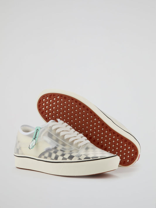 White Checkerboard ComfyCush Slip-Skool Sneakers