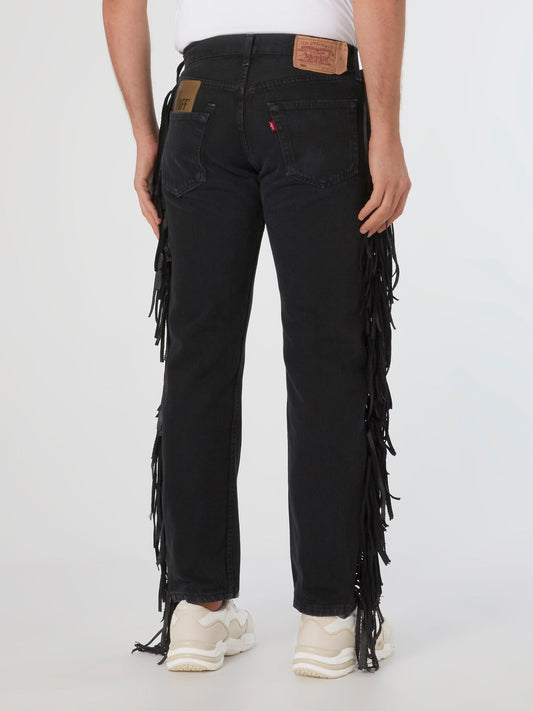 Blue Fringe Denim Jeans