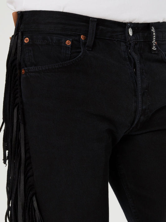 Blue Fringe Denim Jeans