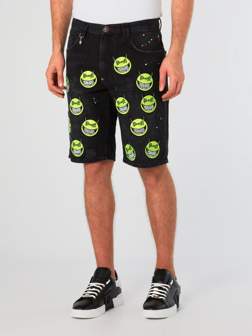 Evil Smile Patched Bermudas