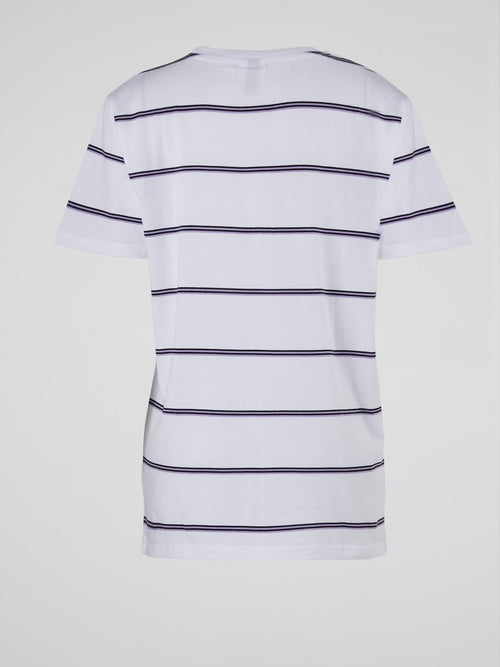 Pianna White Striped Long T-Shirt