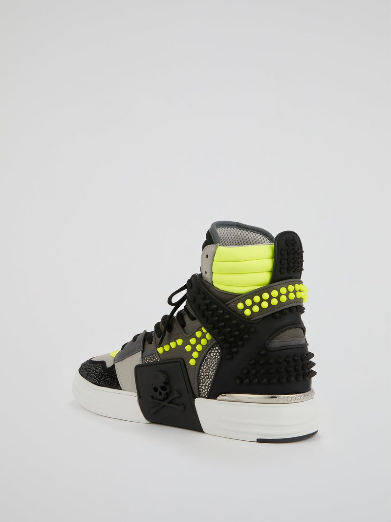 Phantom Kick$ Studded High-Top Sneakers