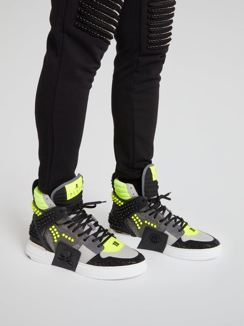 Phantom Kick$ Studded High-Top Sneakers