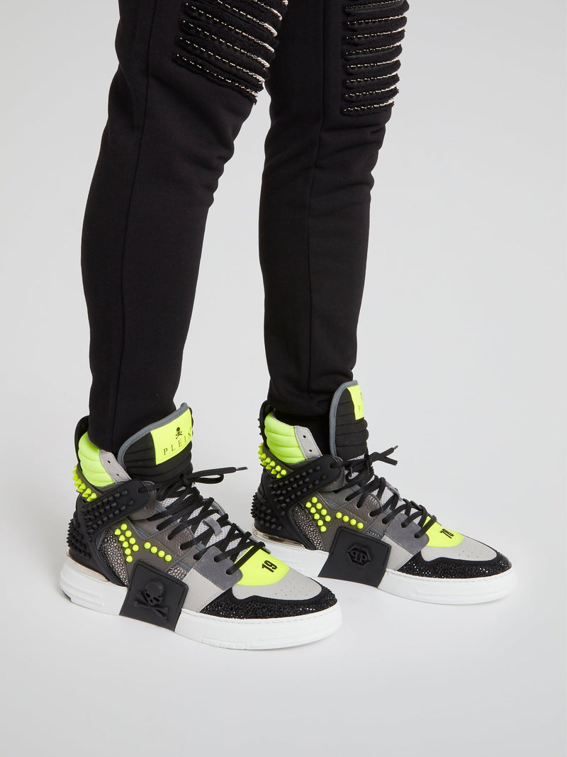 Phantom Kick$ Studded High-Top Sneakers