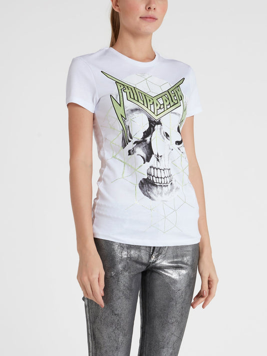 White Studded Skull T-Shirt