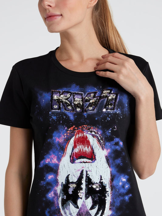 Rock Band Sequin Detail T-Shirt