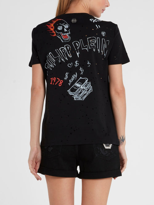 Black Graffiti Print T-Shirt