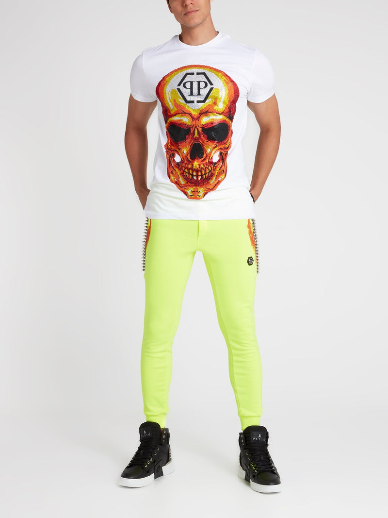 Skull Crystal White Crewneck T-Shirt