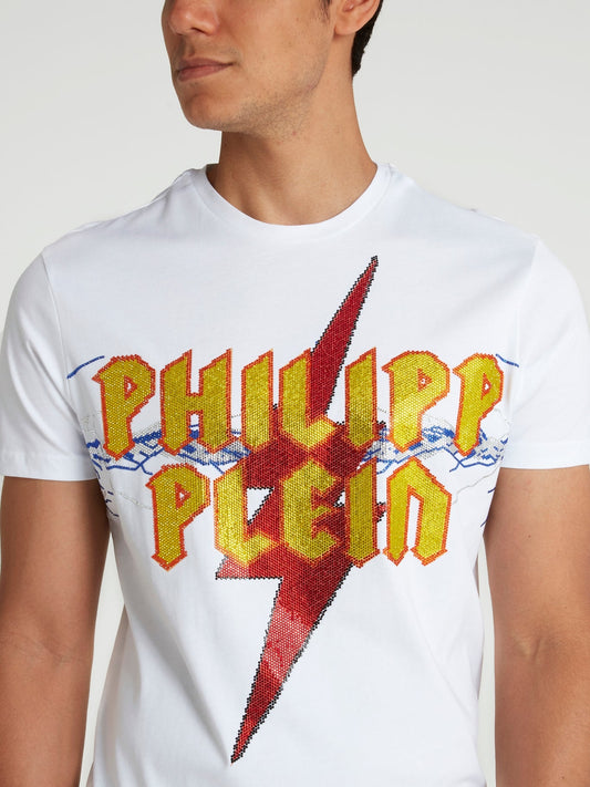 Rock PP White Studded T-Shirt