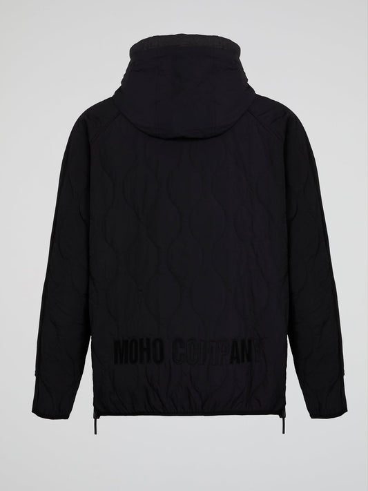 Black Double Fabric Hoodie