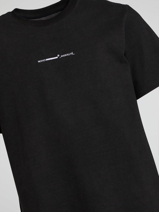 Black Rear Leopard Print T-Shirt