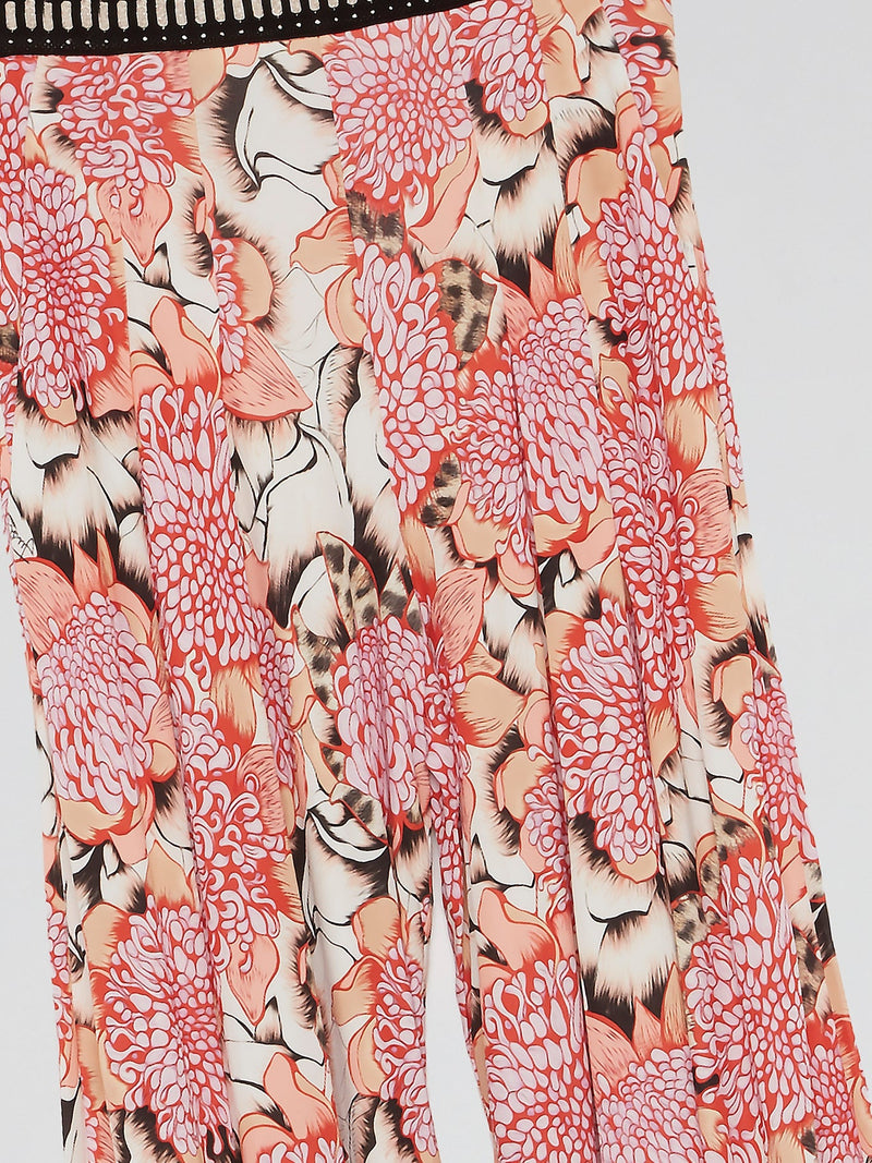 Floral Print Godet Pants