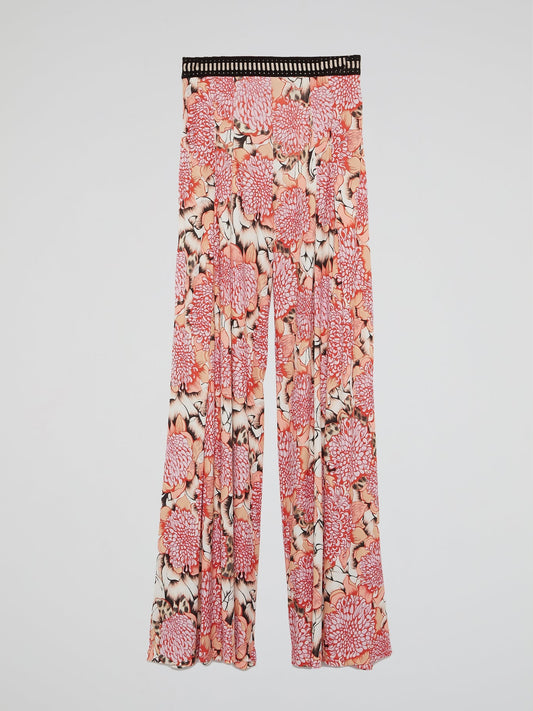 Floral Print Godet Pants