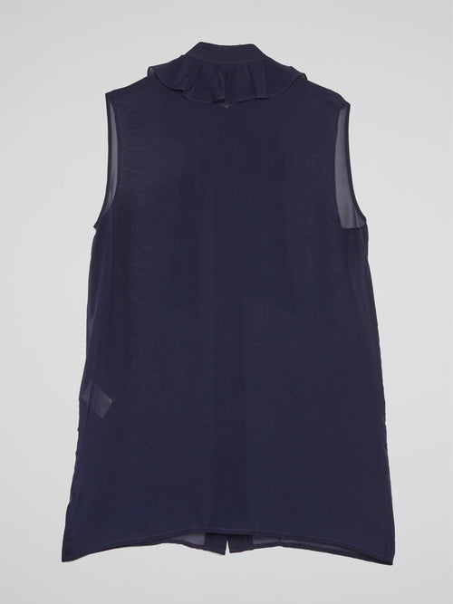 Navy Bow Tie Sleeveless Top