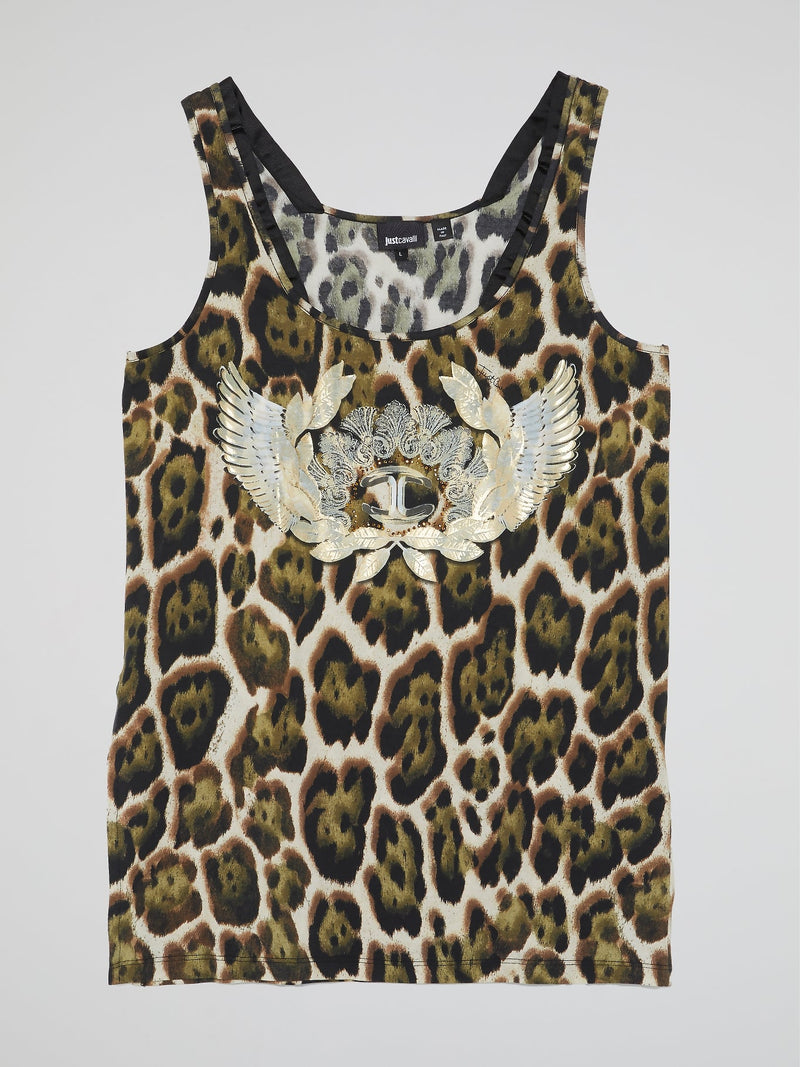 Embellished Leopard Print Tank Top