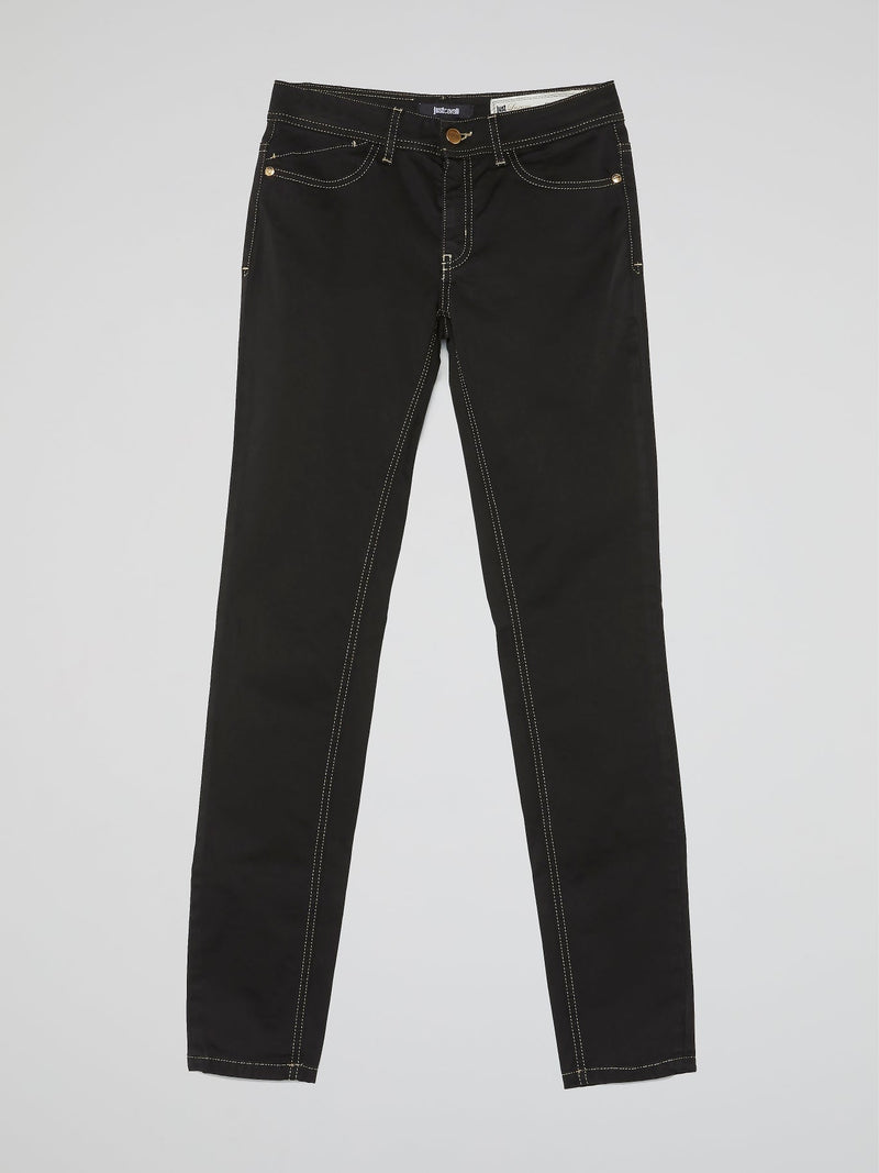 Black Contrast Stitch Jeans