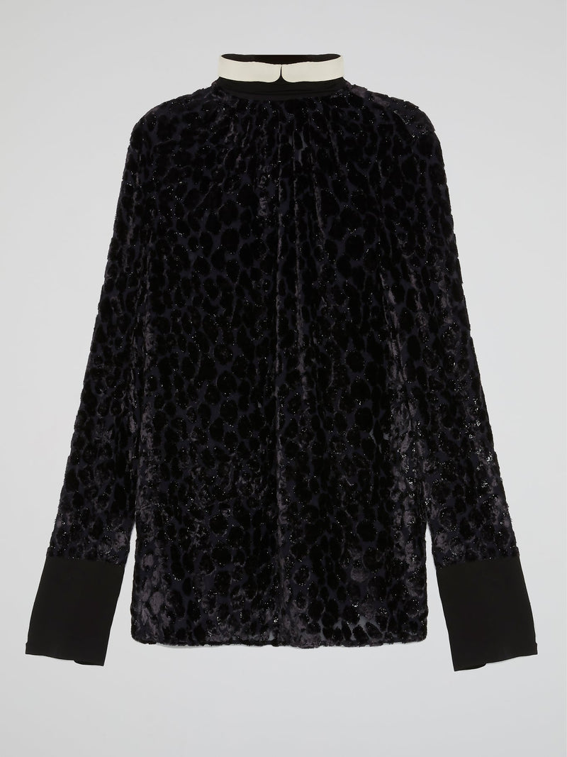 Black Glittered High Neck Shirt