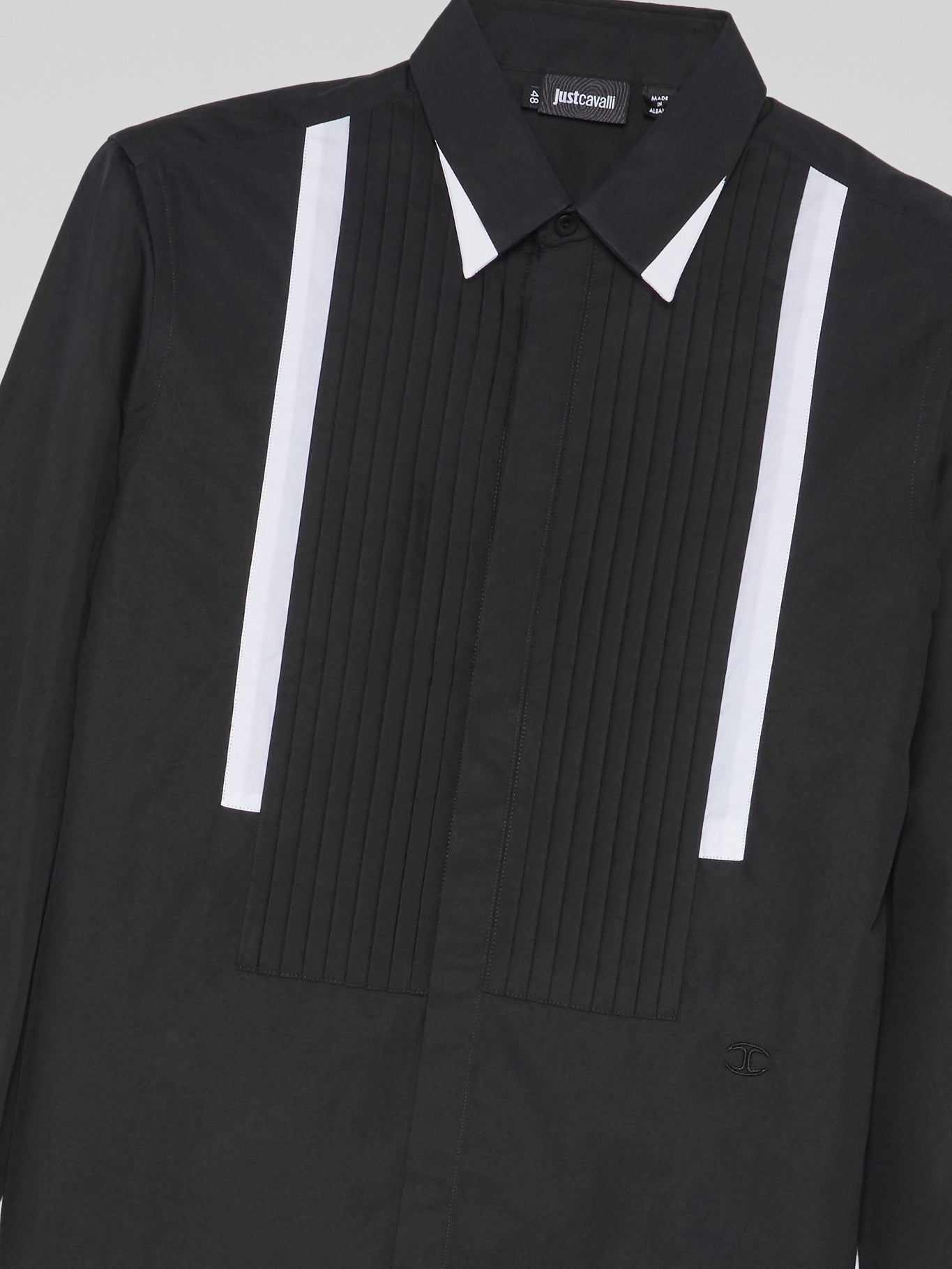 Black Pleated Bib Shirt