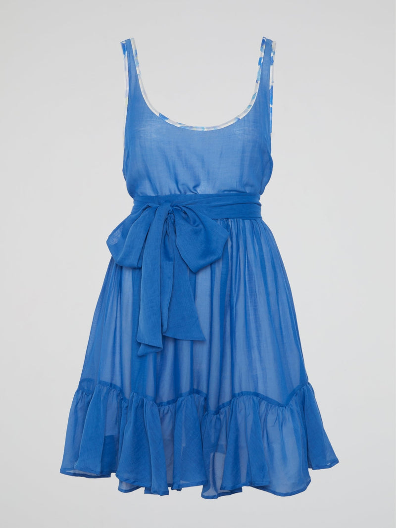 Blue Flared Hem Mini Dress