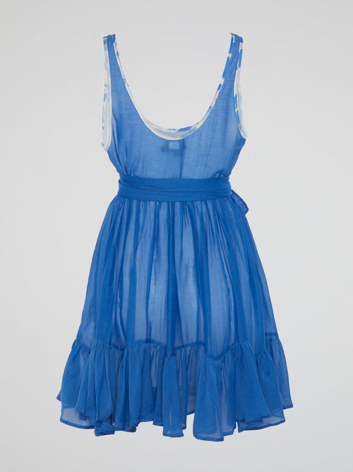 Blue Flared Hem Mini Dress