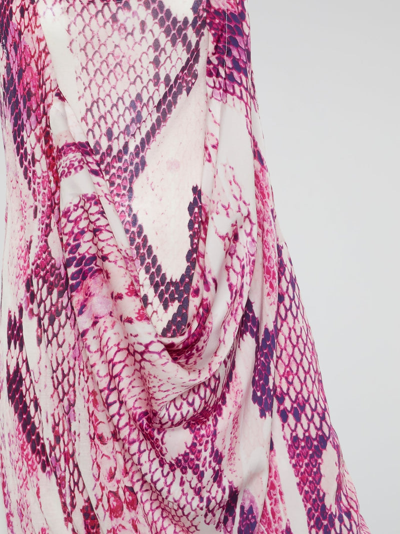 Pink Reptile Print Cowl Mini Dress