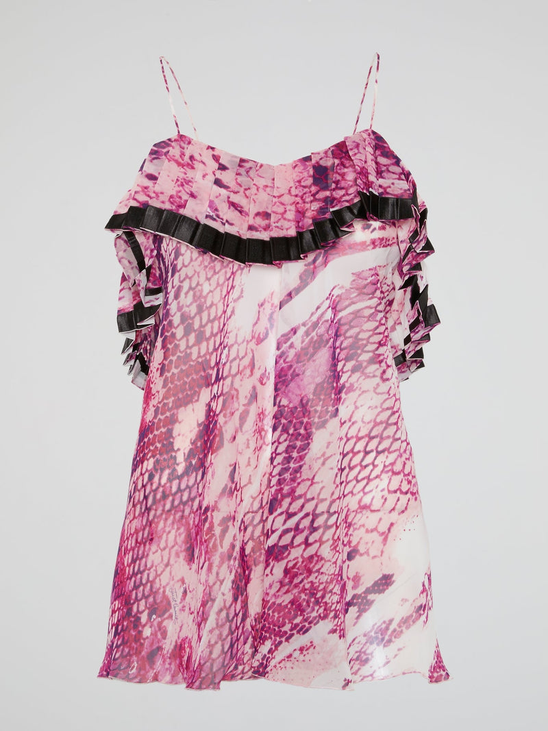 Pink Reptilian Pleat Detail Top