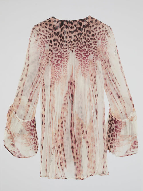 Animal Print Flounce Sleeve Top