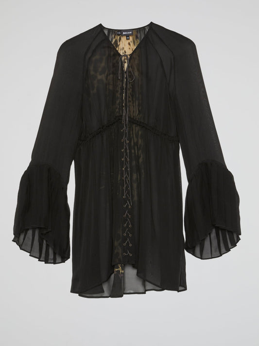 Black Flounce Sleeve Victorian Top