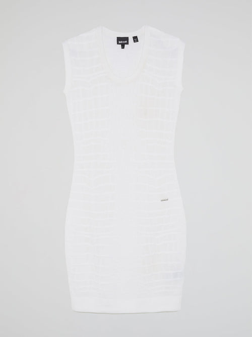 White Reptilian Sleeveless Dress