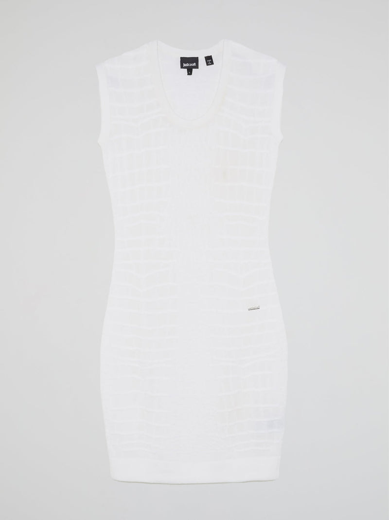 White Reptilian Sleeveless Dress