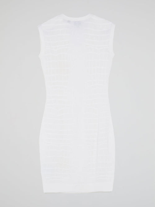 White Reptilian Sleeveless Dress