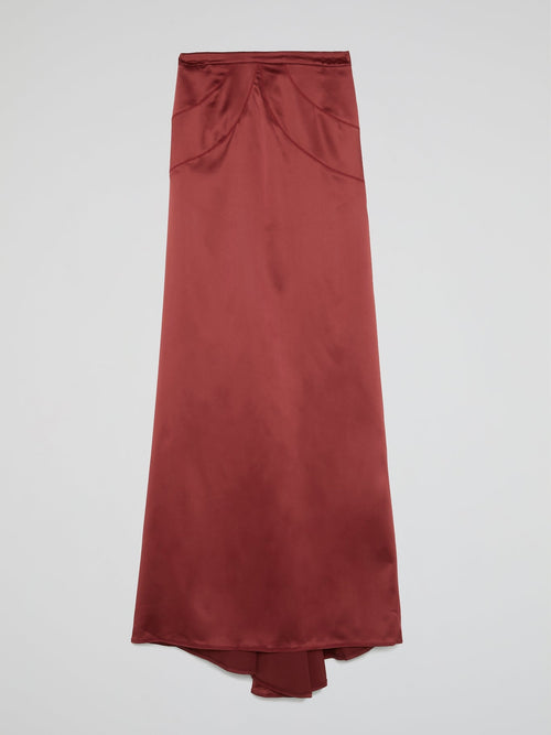 Burgundy Godet Maxi Skirt