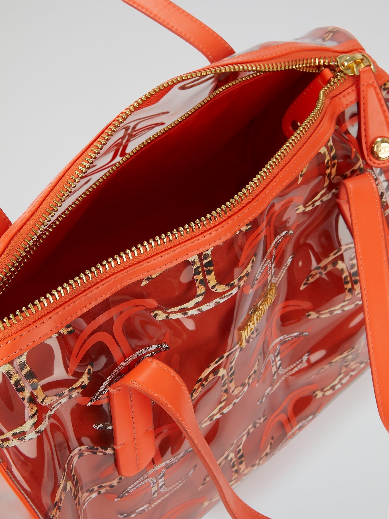 Orange Monogram Print Handbag