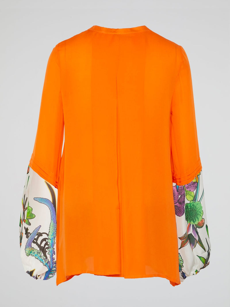 Orange Contrast Sleeve Top