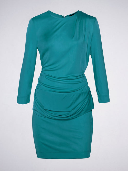 Teal Draped Mini Dress