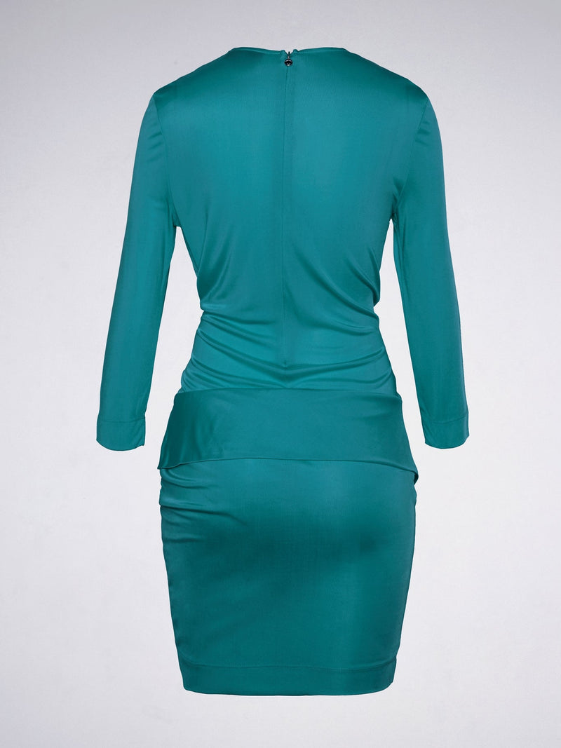 Teal Draped Mini Dress