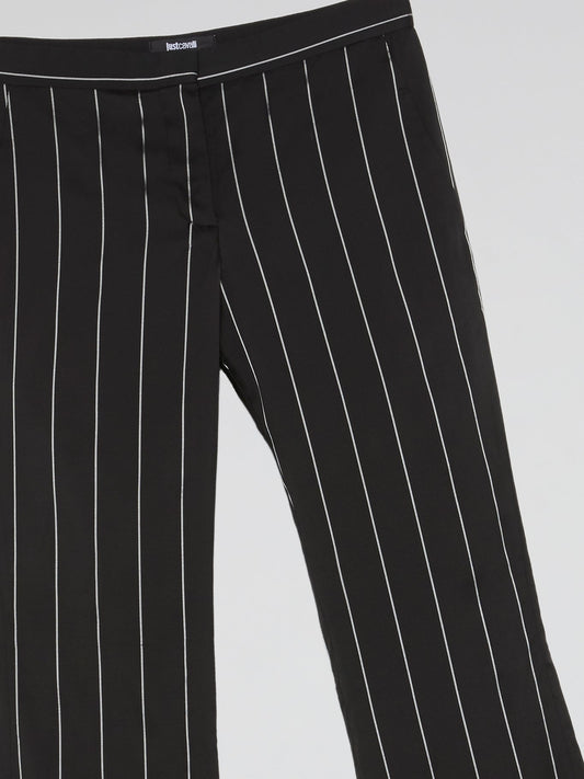 Black Pinstripe Bootcut Pants