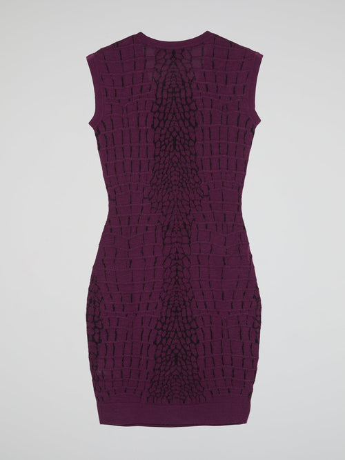 Purple Reptilian Knitted Dress