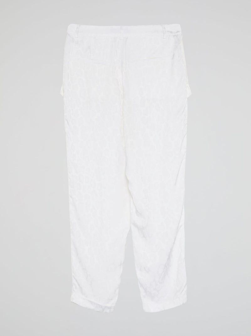 White Printed Flap Trousers