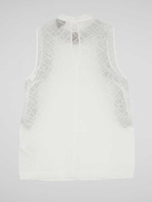 White Frill Detail Sleeveless Top