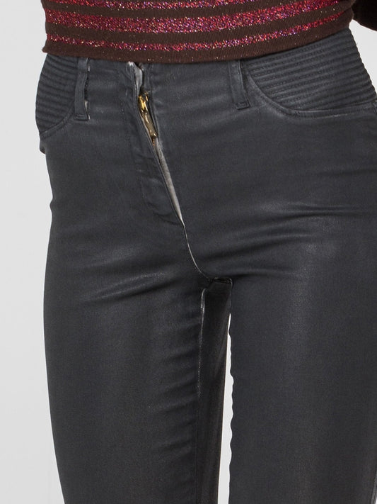 Black Skinny Zipper Pants