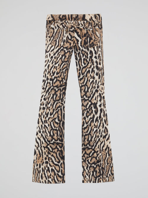 Leopard Print Bootcut Pants