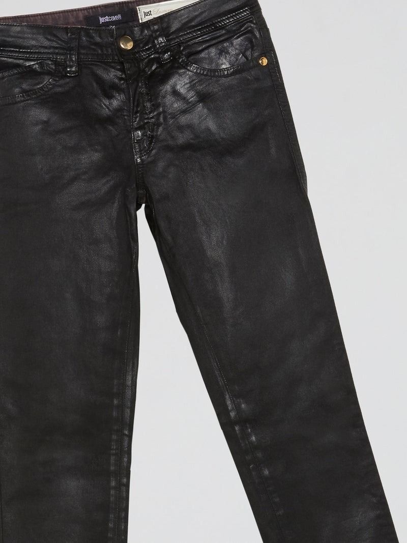 Black Glossy Slim Fit Jeans