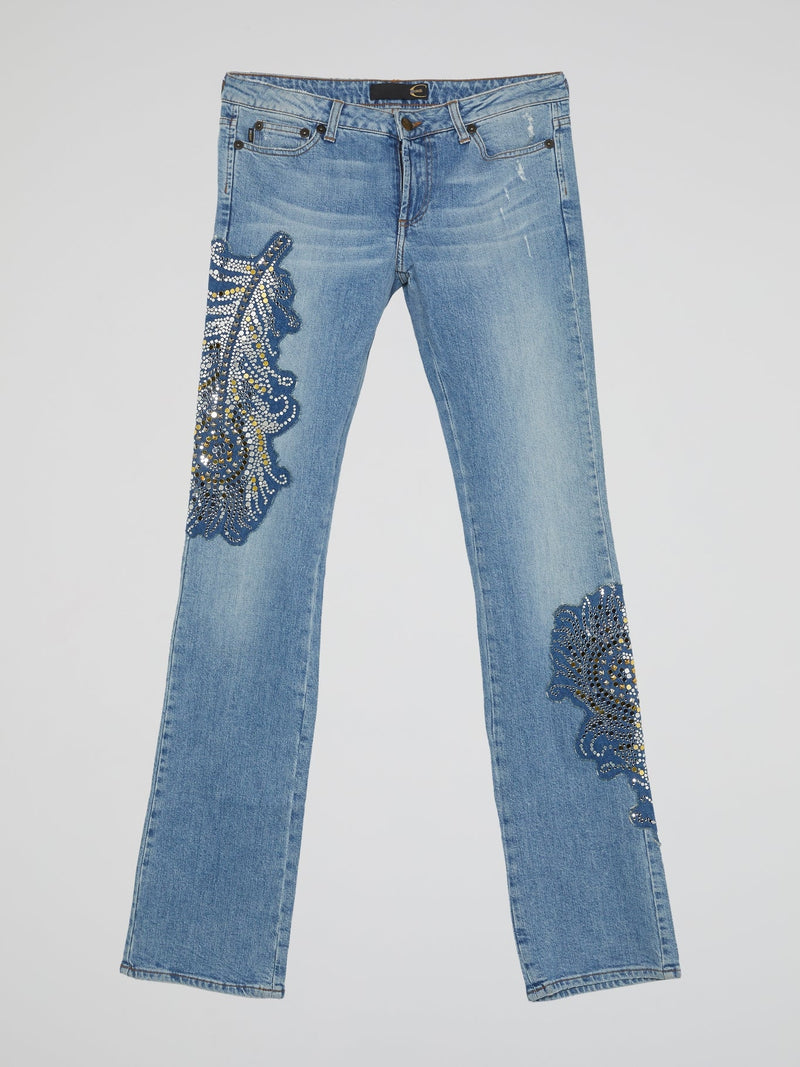 Blue Studded Denim Jeans