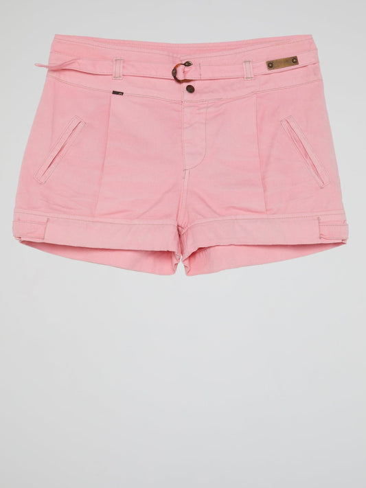 Pink Belted Mini Shorts