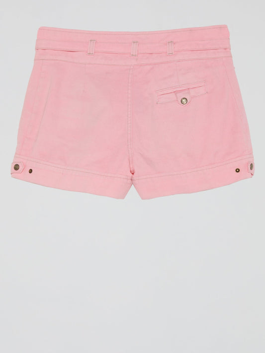 Pink Belted Mini Shorts