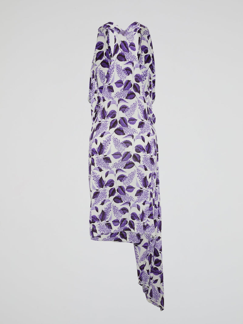 Purple Leaf Print Racerback Dress